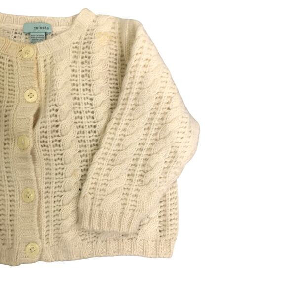 Celeste Cardigan Baby Size 12-18M Creamy Cable Knit Long Sleeve 100% Cashmere - Picture 5 of 6
